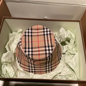 Vintage check technical cotton bucket hat sz L